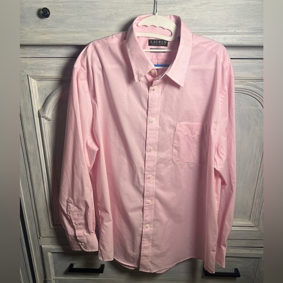 Lauren Ralph Lauren Pink Plaid Classic Fit Ultra Flex Button Down Dress Shirt - Picture 2 of 10